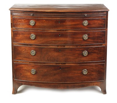 Lot 984 - A GEORGE III MAHOGANY BOW-FRONT CHEST OF DRAWERS