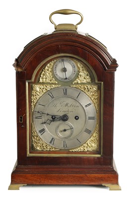 Lot 810 - THOMAS MILTON, LONDON. A GEORGE III TRIPLE PAD TOP FIGURED MAHOGANY BRACKET CLOCK