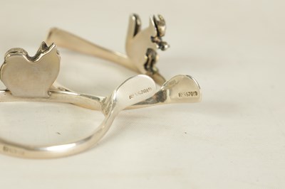 Lot 403 - A CASED SET OF SIX SILVER ANIMAL MENU HOLDERS/NAPKIN RINGS