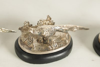 Lot 456 - A SET OF FOUR SILVER GAMEBIRD MENU HOLDERS