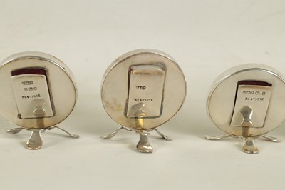 Lot 347 - A CASED SET OF SIX EDWARDIAN FISHING FLY SILVER MENU HOLDERS