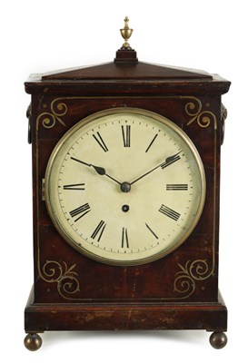 Lot 802 - A REGENCY BRASS INLAID MAHOGANY BRACKET CLOCK