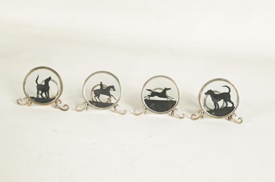 Lot 367 - A RARE CASED SET OF FOUR SILHOUETTE MENU HOLDERS