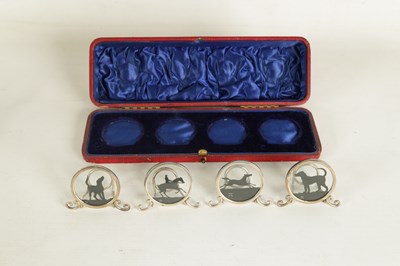 Lot 367 - A RARE CASED SET OF FOUR SILHOUETTE MENU HOLDERS