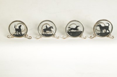 Lot 367 - A RARE CASED SET OF FOUR SILHOUETTE MENU HOLDERS