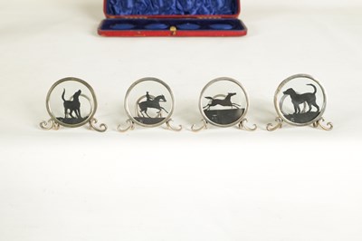 Lot 367 - A RARE CASED SET OF FOUR SILHOUETTE MENU HOLDERS