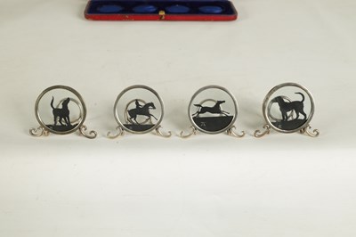 Lot 367 - A RARE CASED SET OF FOUR SILHOUETTE MENU HOLDERS