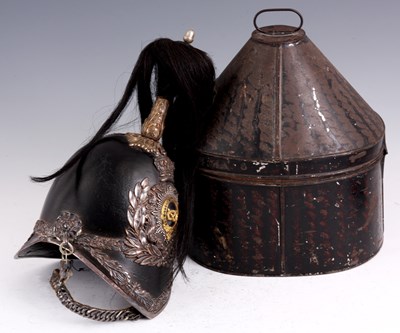 Lot 348 - A LATE 19th CENTURY BLACK LEATHER HELMET OF...
