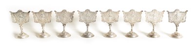 Lot 390 - A SET OF EIGHT LATE 19TH CENTURY CONTINENTAL SILVER MENU HOLDERS