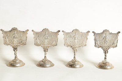 Lot 390 - A SET OF EIGHT LATE 19TH CENTURY CONTINENTAL SILVER MENU HOLDERS