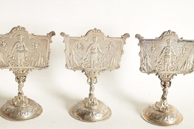 Lot 390 - A SET OF EIGHT LATE 19TH CENTURY CONTINENTAL SILVER MENU HOLDERS