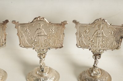 Lot 390 - A SET OF EIGHT LATE 19TH CENTURY CONTINENTAL SILVER MENU HOLDERS