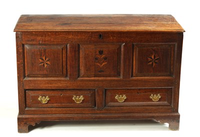 Lot 985 - AN EARLY 18TH CENTURY JOINED OAK MULE CHEST