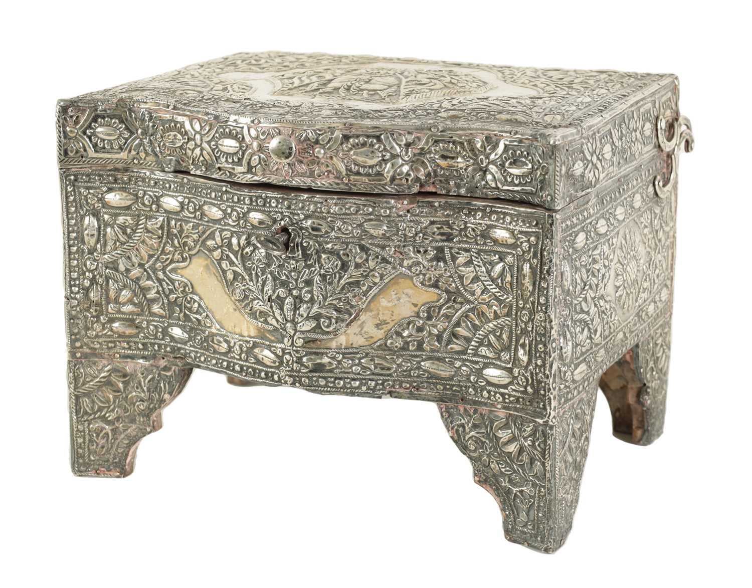 Lot 166 - A 19TH CENTURY OTTOMAN SILVER PANELLED CASKET