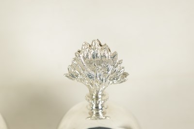 Lot 387 - A PAIR OF LATE 19TH CENTURY SILVER GRENADE MENU HOLDERS