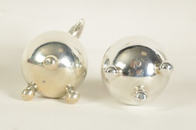 Lot 387 - A PAIR OF LATE 19TH CENTURY SILVER GRENADE MENU HOLDERS