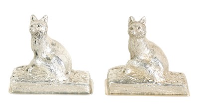 Lot 416 - A PAIR OF CAST SILVER FOX MENU HOLDERS