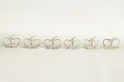 Lot 469 - A CASED SET OF SIX LATE VICTORIAN SILVER MENU HOLDERS