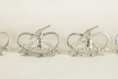 Lot 469 - A CASED SET OF SIX LATE VICTORIAN SILVER MENU HOLDERS