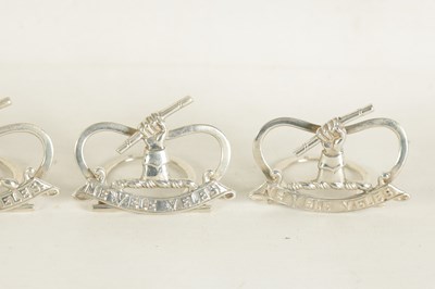 Lot 469 - A CASED SET OF SIX LATE VICTORIAN SILVER MENU HOLDERS