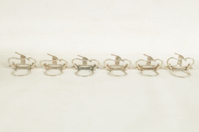 Lot 469 - A CASED SET OF SIX LATE VICTORIAN SILVER MENU HOLDERS