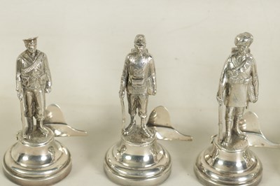 Lot 401 - A LARGE AND RARE CASED COMPLETE SET OF SIX SILVER 'SOLDIERS OF THE EMPIRE' FIGURAL MENU HOLDERS