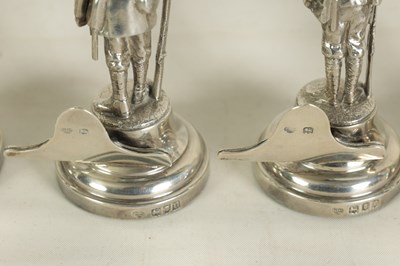 Lot 401 - A LARGE AND RARE CASED COMPLETE SET OF SIX SILVER 'SOLDIERS OF THE EMPIRE' FIGURAL MENU HOLDERS