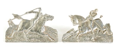 Lot 476 - A PAIR OF LATE 19TH CENTURY SILVER POLO MENU HOLDERS