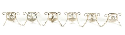 Lot 477 - A FINE SET OF SIZE SILVER ANIMALIER MENU HOLDERS