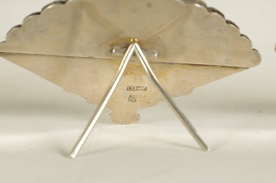 Lot 388 - A SET OF SIX 19TH CENTURY CHINESE SILVER FAN MENU HOLDERS