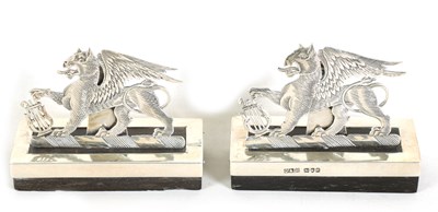 Lot 372 - A FINE PAIR OF SILVER HERALDIC MENU HOLDERS