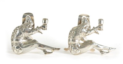 Lot 421 - A PAIR OF NOVELTY CAST SILVER FIGURAL MENU HOLDERS