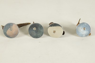 Lot 453 - A CASED SET OF LATE 19TH CENTURY FOUR COLD-PAINTED BRONZE AND SILVER GAME BIRDS MENU HOLDERS