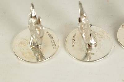 Lot 346 - A CASED SET OF FOUR FOX HEAD SILVER MENU HOLDERS