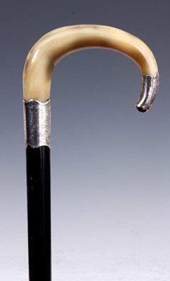 Lot 112 - A LATE 19th CENTURY HORN HANDLED WALKING CANE...