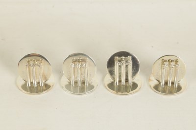 Lot 466 - A CASED SET OF FOUR SILVER CRICKET MENU HOLDERS