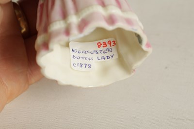 Lot 44 - A VERY RARE ROYAL WORCESTER 'DUTCH LADY' CANDLE EXTINGUISHER