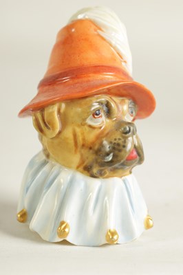 Lot 40 - A RARE ROYAL WORCESTER CANDLE EXTINGUISHER OF 'DOG TOBY'