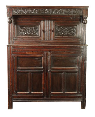 Lot 1018 - A 17TH CENTURY WESTMORLAND JOINED OAK COURT CUPBOARD OF UNUSUALLY SMALL SIZE