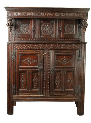 Lot 933 - A QUEEN ANNE JOINED OAK COURT CUPBOARD DATED 1706