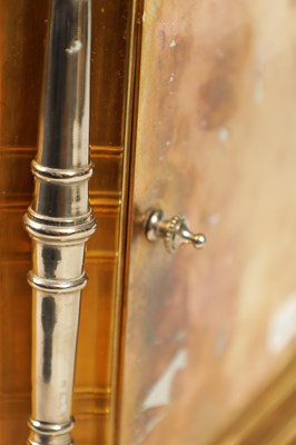 Lot 747 - A 19TH CENTURY PORCELAIN PANELLED FRENCH SILVERED AND GILT BRASS MANTEL CLOCK