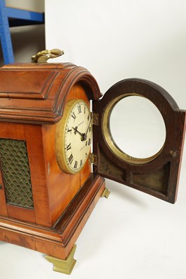 Lot 856 - DURRANT LONDON. A GEORGE III FIGURED SATINWOOD MINIATURE TRIPLE PAD TOP BRACKET CLOCK