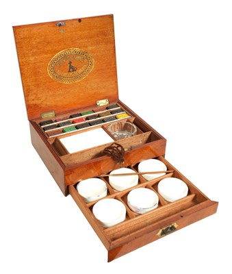 Lot 625 - A 19TH CENTURY MAHOGANY AND EBONY STRUNG ARTIST BOX BY REEVES & SONS, LONDON