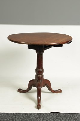 Lot 1211 - A GEORGE III TILT-TOP TABLE MADE OF UNUSUAL TIMBER-POSSIBLY TEAK