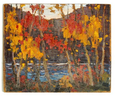 Lot 777 - ATT. TOM THOMSON (CANADIAN 1877-1917) OIL ON PLYWOOD PANEL