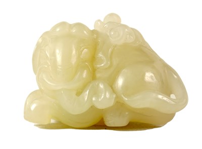 Lot 120 - A CHINESE CARVED WHITE JADE SCULPTURE