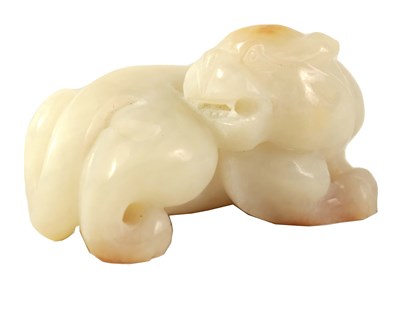 Lot 133 - A CHINESE WHITE JADE SCULPTURE