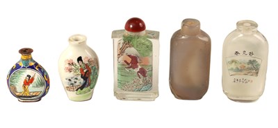 Lot 243 - A COLLECTION OF FIVE CHINESE SNUFF BOTTLES