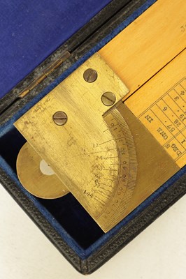 Lot 417 - A CASED BOXWOOD AND BRASS INCLINOMETER LEVEL BY JOHN DAVIS & SON. DERBY