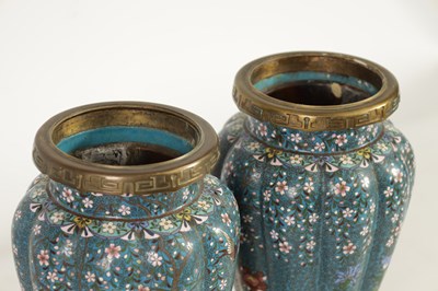 Lot 51 - A GOOD PAIR OF 19TH CENTURY JAPANESE CLOISONNÉ ORMOLU MOUNTED LAMP BASES